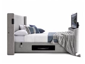 Land Of Beds Hayes Light Grey Fabric TV Bed8