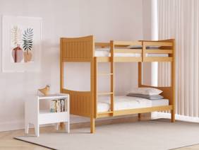 Land Of Beds Single Size - CLEARANCE STOCK - Seville Oak Finish Wooden Bunk Bed2