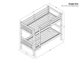Land Of Beds Single Size - CLEARANCE STOCK - Seville Oak Finish Wooden Bunk Bed6