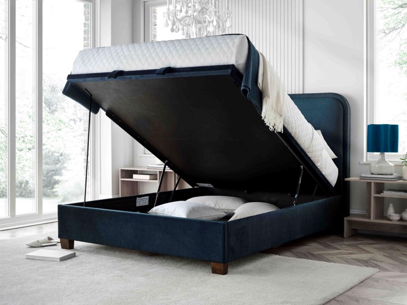Land Of Beds Jackson Blue Fabric Ottoman Bed2