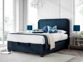 Land Of Beds Jackson Blue Fabric Ottoman Bed1