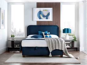 Land Of Beds Jackson Blue Fabric Ottoman Bed3