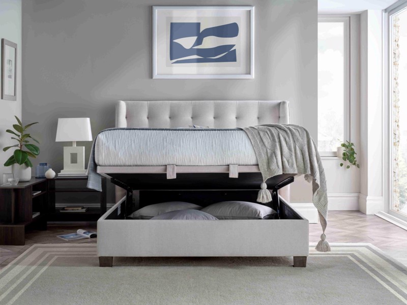 Land Of Beds Wilson Clay Fabric Ottoman Bed2
