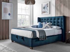 Land Of Beds Wilson Blue Fabric Ottoman Bed1