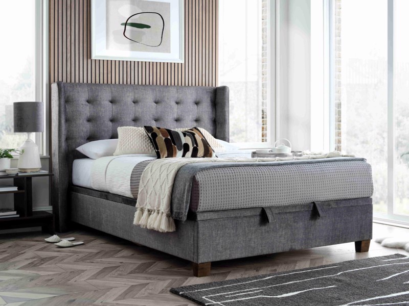Land Of Beds Wilson Vogue Grey Fabric Ottoman Bed1
