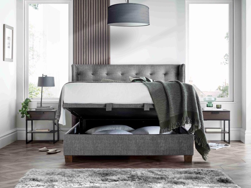 Land Of Beds Wilson Vogue Grey Fabric Ottoman Bed2