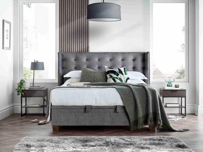 Land Of Beds Wilson Vogue Grey Fabric Ottoman Bed3
