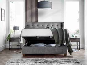 Land Of Beds Wilson Vogue Grey Fabric Ottoman Bed2