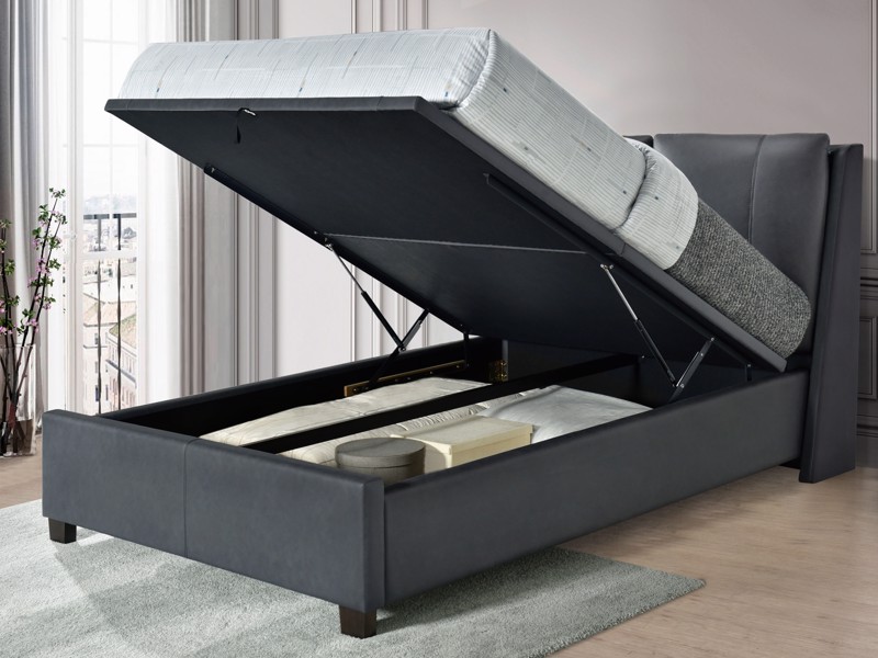 Land Of Beds Double Size - CLEARANCE STOCK - Henley Grey Fabric Ottoman Bed3