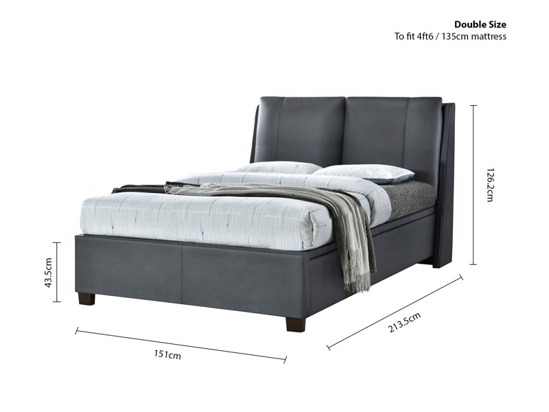 Land Of Beds Double Size - CLEARANCE STOCK - Henley Grey Fabric Ottoman Bed6