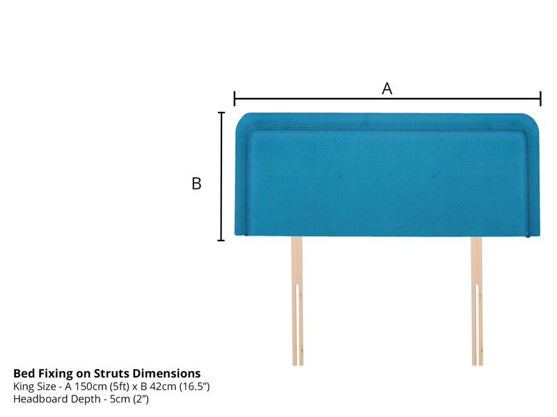 Land Of Beds King Size - CLEARANCE STOCK - Plush Velvet Teal Venice King Size Headboard2