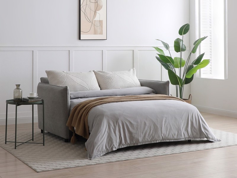 Land Of Beds Capri Grey Boucle Sofa Bed2