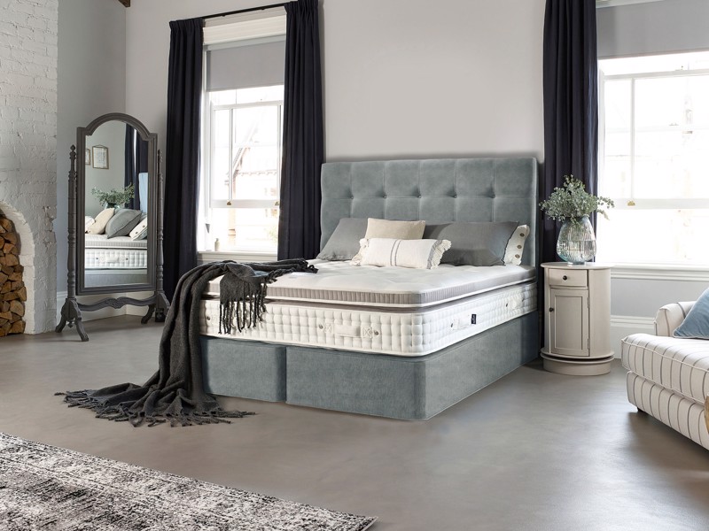 Harrison Spinks Double Size - CLEARANCE - Lovely Slate Henley Headboard and Sunstone 18,000 Double Divan Bed1