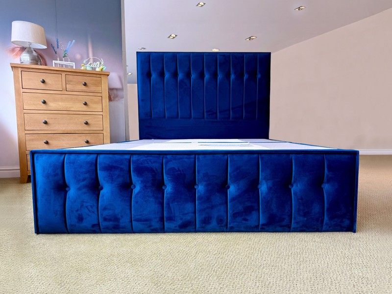 Land Of Beds King Size - CLEARANCE - Ex-Showroom - Opulence Royal Blue Lunar Grand Side Opening Ottoman Bed Base2