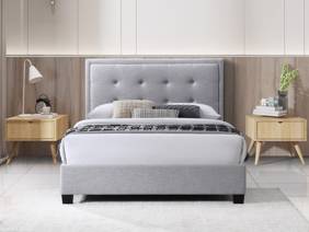 Land Of Beds Tyler Stone Fabric Bed Frame1