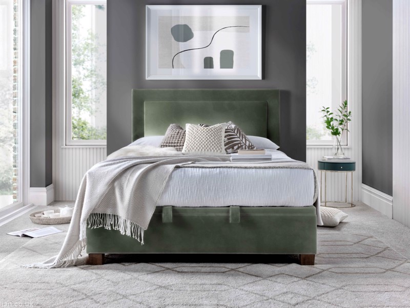Land Of Beds Grover Green Fabric Ottoman Bed3