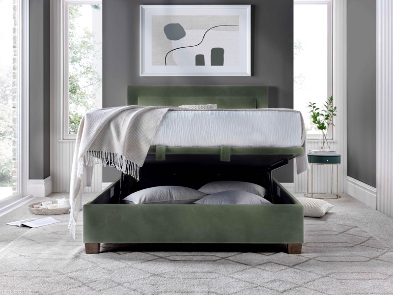 Land Of Beds Grover Green Fabric Ottoman Bed4