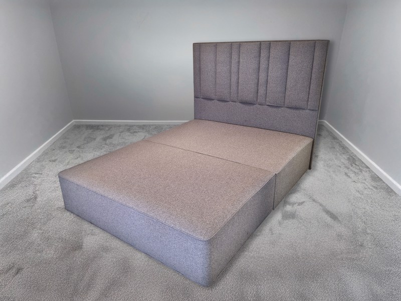 Hypnos King Size - CLEARANCE - Ex-Showroom Tweed Grey Harriet Headboard and Bed Base2