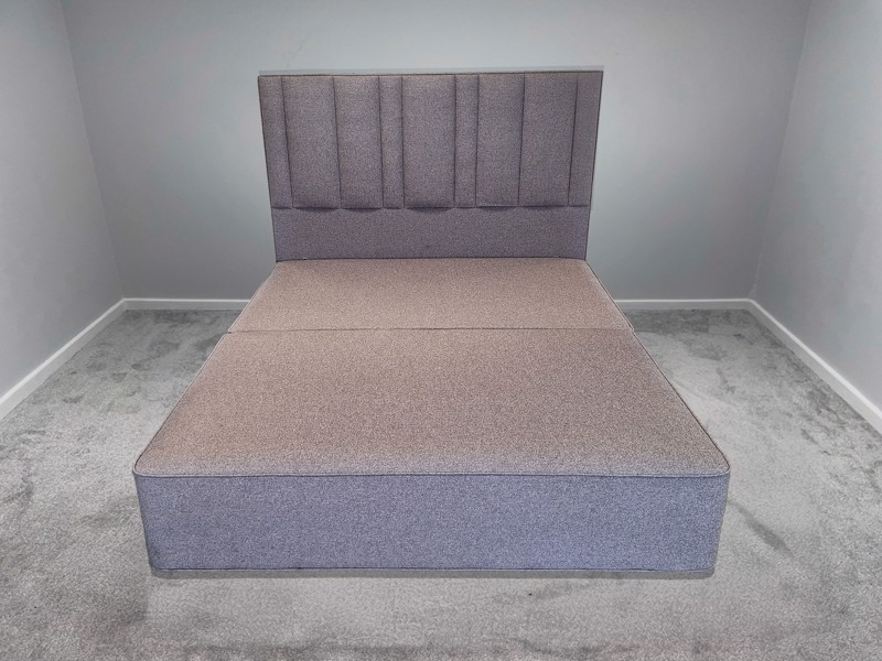 Hypnos King Size - CLEARANCE - Ex-Showroom Tweed Grey Harriet Headboard and Bed Base3