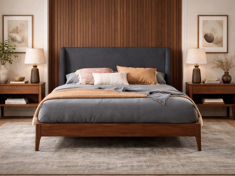 Land Of Beds Marla Grey Fabric Bed Frame2