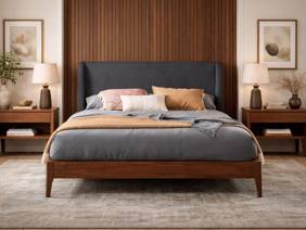 Land Of Beds Marla Grey Fabric Bed Frame2