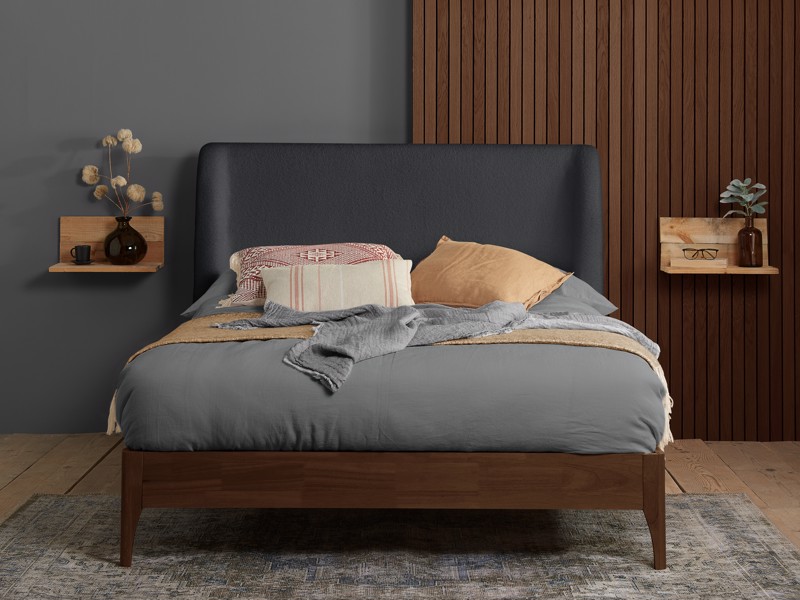 Land Of Beds Marla Grey Fabric Bed Frame2