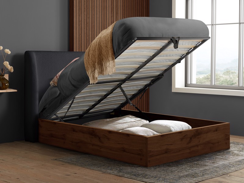 Land Of Beds Marla Grey Fabric Ottoman Bed3