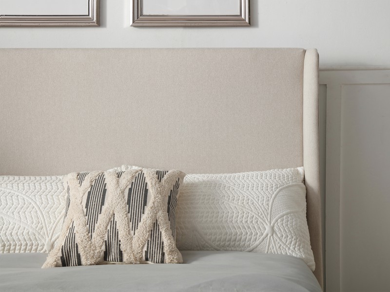 Land Of Beds King Size - CLEARANCE STOCK - Eden Beige Fabric King Size Bed Frame2