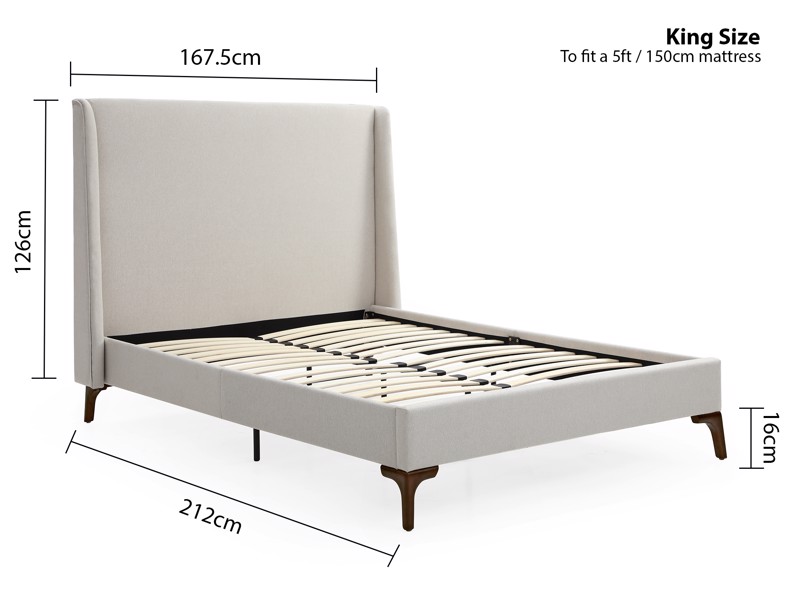 Land Of Beds King Size - CLEARANCE STOCK - Eden Beige Fabric King Size Bed Frame7