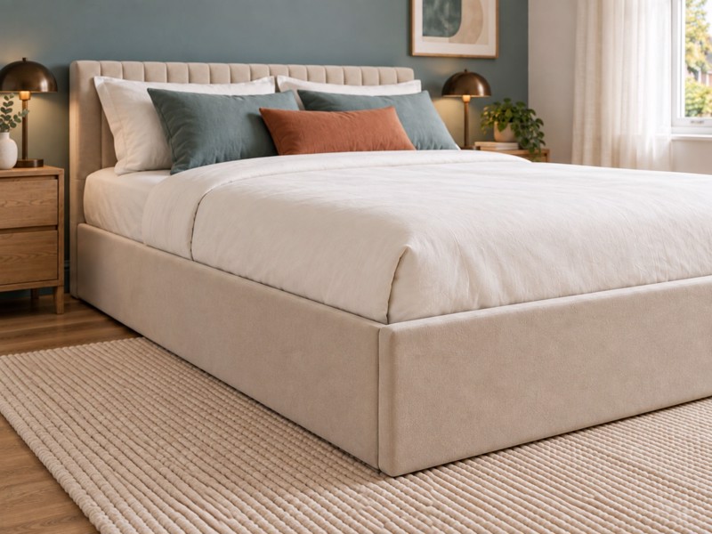 Land Of Beds Mia Beige Fabric Ottoman Bed4