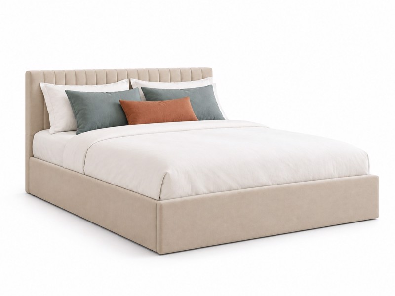 Land Of Beds Mia Beige Fabric Ottoman Bed5