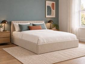 Land Of Beds Mia Beige Fabric Ottoman Bed1