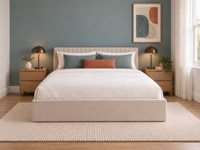 Land Of Beds Mia Beige Fabric Ottoman Bed3