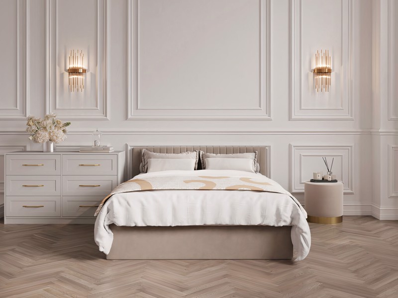 Land Of Beds Mia Beige Fabric Ottoman Bed1
