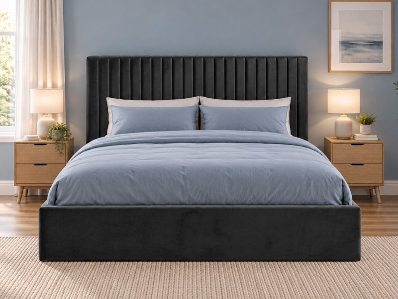 Land Of Beds Mia Black Fabric Ottoman Bed3