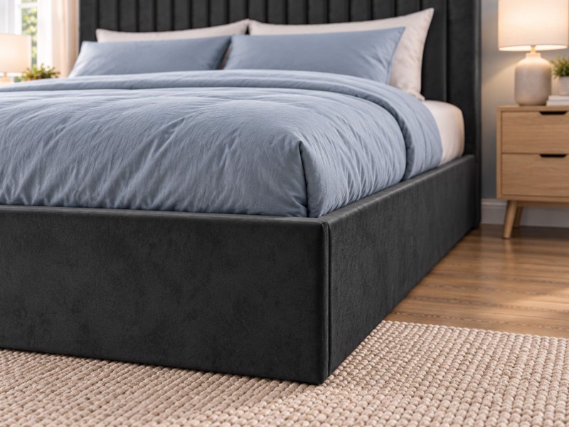 Land Of Beds Mia Black Fabric Ottoman Bed4