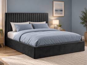 Land Of Beds Mia Black Fabric Ottoman Bed1