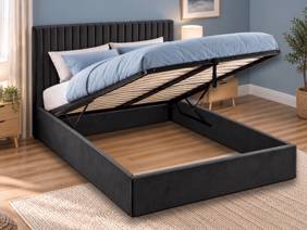 Land Of Beds Mia Black Fabric Ottoman Bed2