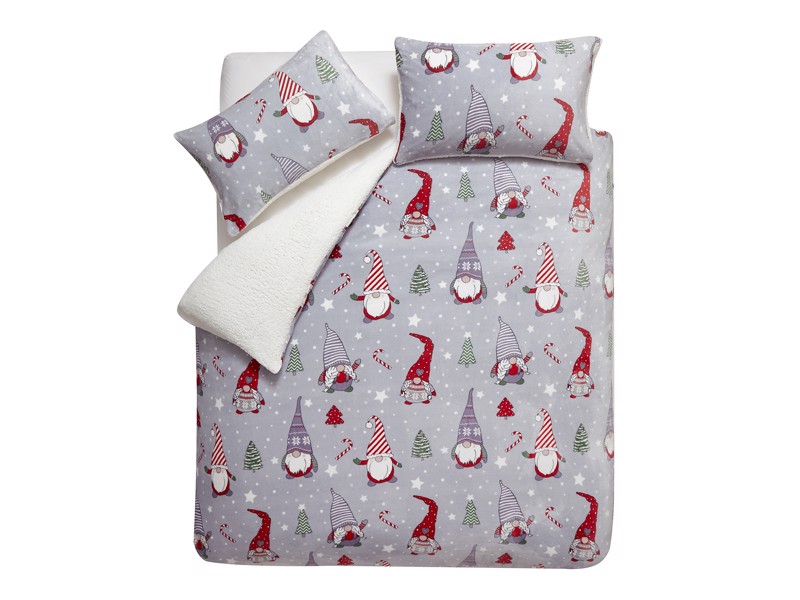 Catherine Lansfield Christmas Festive Gnomes Grey Duvet Cover Set2