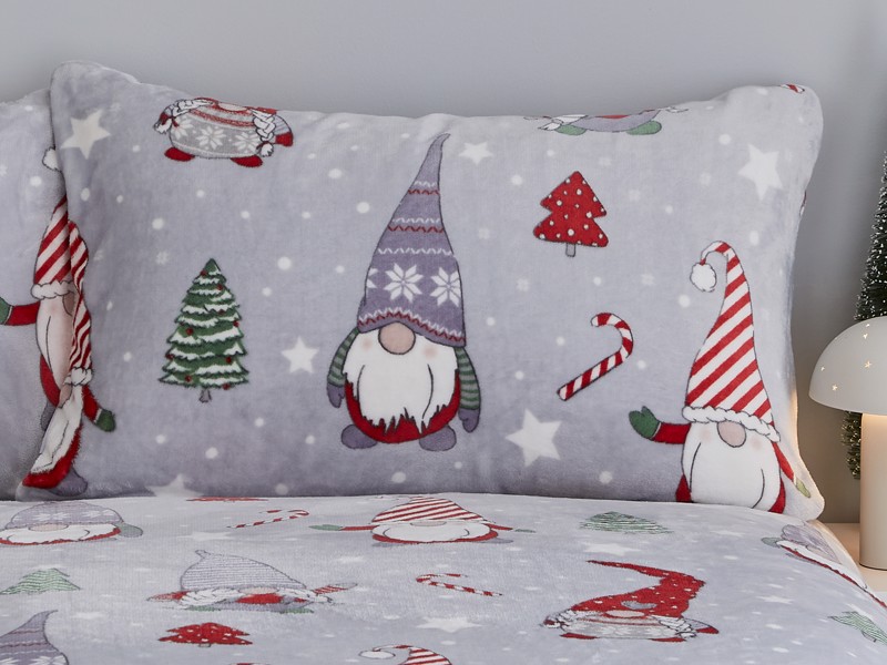 Catherine Lansfield Christmas Festive Gnomes Grey Duvet Cover Set4