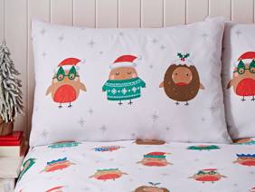Catherine Lansfield Christmas Party Robins Duvet Cover Set2