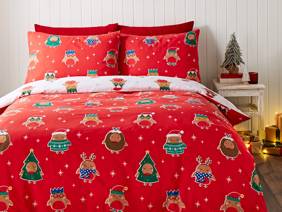 Catherine Lansfield Christmas Party Robins Duvet Cover Set3