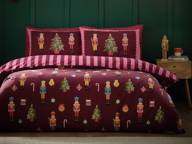Catherine Lansfield Christmas Nutcracker Stripe Duvet Cover Set2