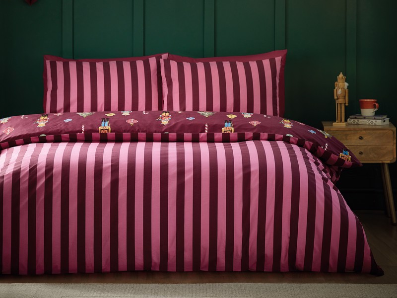 Catherine Lansfield Christmas Nutcracker Stripe Duvet Cover Set3