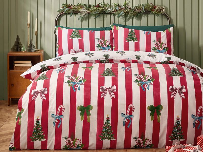 Catherine Lansfield Christmas Stripe Duvet Cover Set5