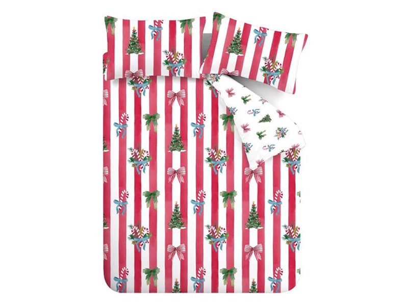 Catherine Lansfield Christmas Stripe Super King Size Duvet Cover Set4