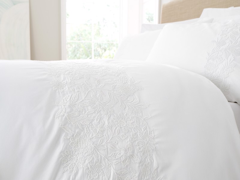 Bianca Fine Linens Embroidery Floral Super King Size Duvet Cover Set6