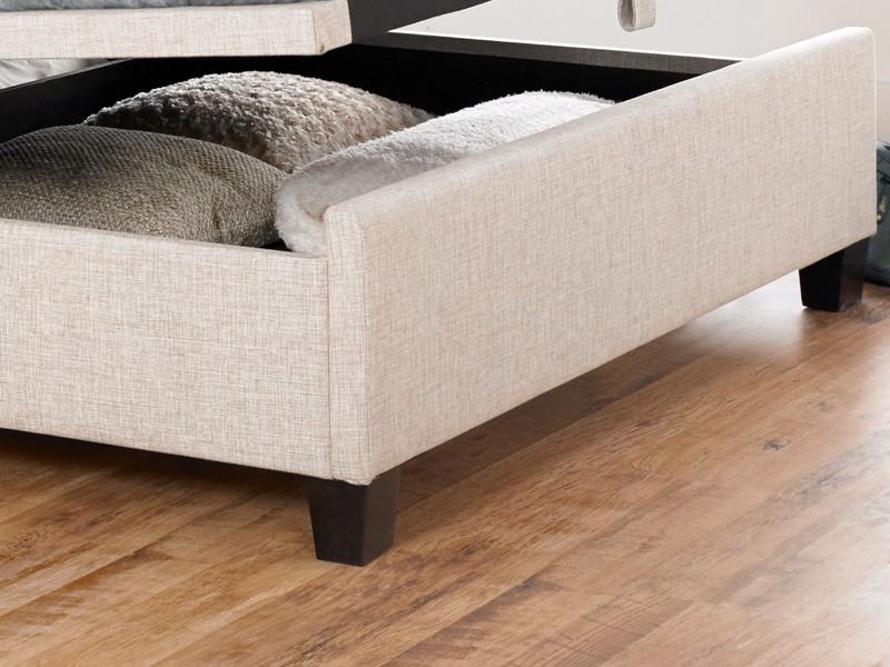 Land Of Beds Kennedy Oatmeal Fabric Super King Size Ottoman Bed3