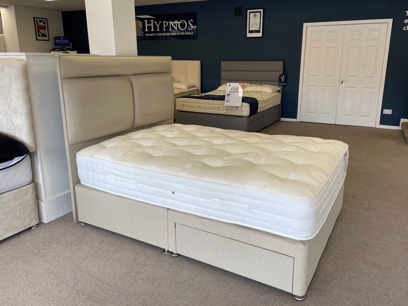 Highgrove Beds Double Size - CLEARANCE - Ex-Showroom - Tweed Wheat Norbury Headboard and Grange Ortho 1000 Divan Bed2