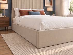 Land Of Beds Tall Mia Beige Fabric Ottoman Bed4